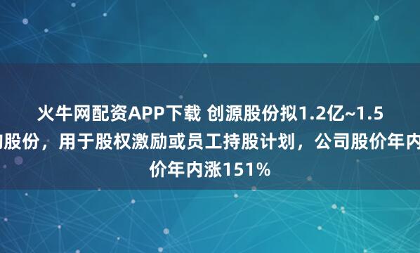 火牛网配资APP下载 创源股份拟1.2亿~1.5亿元回购股份,用于股权激励或员工持股计划,公司股价年内涨151%