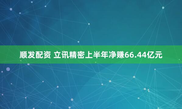 顺发配资 立讯精密上半年净赚66.44亿元